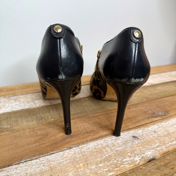 Michael Kors Black and Leopard Heeled Boots Size 7 Women’s - Picture 5 of 16